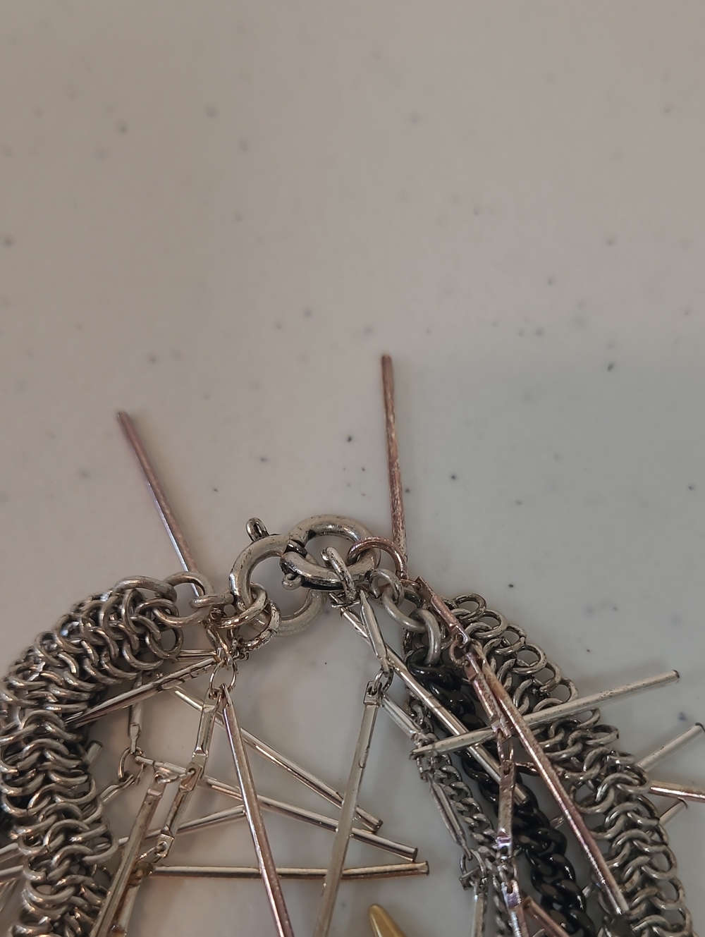 Stella & Dot Fringe Freya Mixed Metal Chain With Faux Stones Necklace 8" - Picture 4 of 7